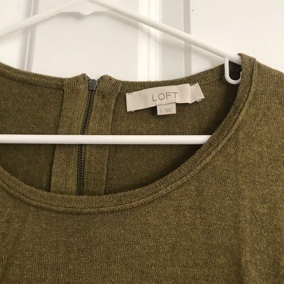 Loft Sweater size Small olive green color with zipper in back - Picture 2 of 4